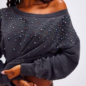 Free people cool rider embellished sweatshirt small nwt